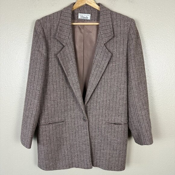 Givenchy Blazer Jacket Single Breasted Longline Wool Silk Tan Brown Women's 8 - Picture 3 of 4